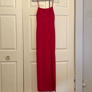 pink slit formal gown